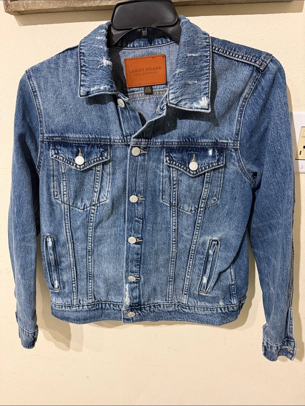 Lucky Brand Medium Wash Distressed Denim Jacket